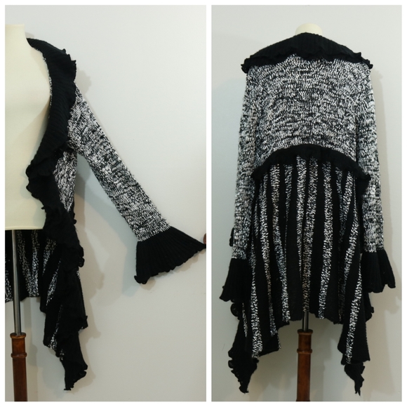 Sioni Wool Blend Ruffle Boho Cardigan Sweater - Picture 4 of 8